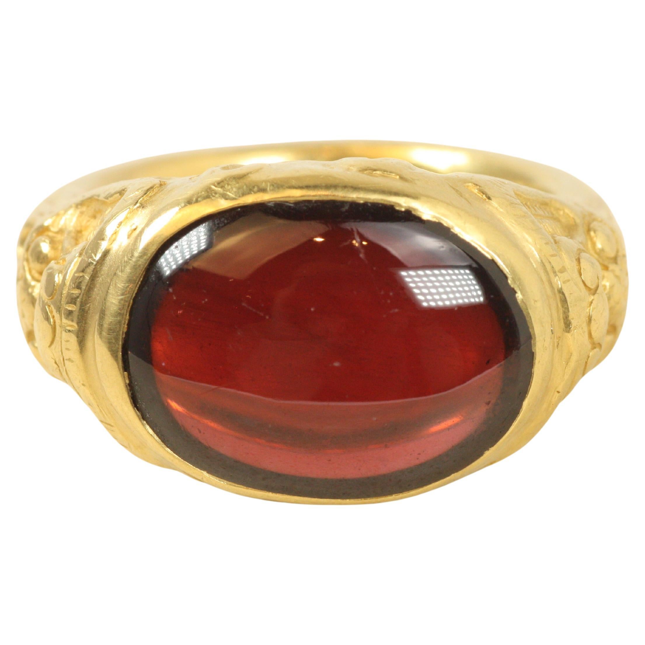 Chinese Dragon Garnet Ring – 22K Yellow Gold, Darlene deSedle