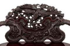 Chinese Dragon & Phoenix Motif Carved Wood Settee