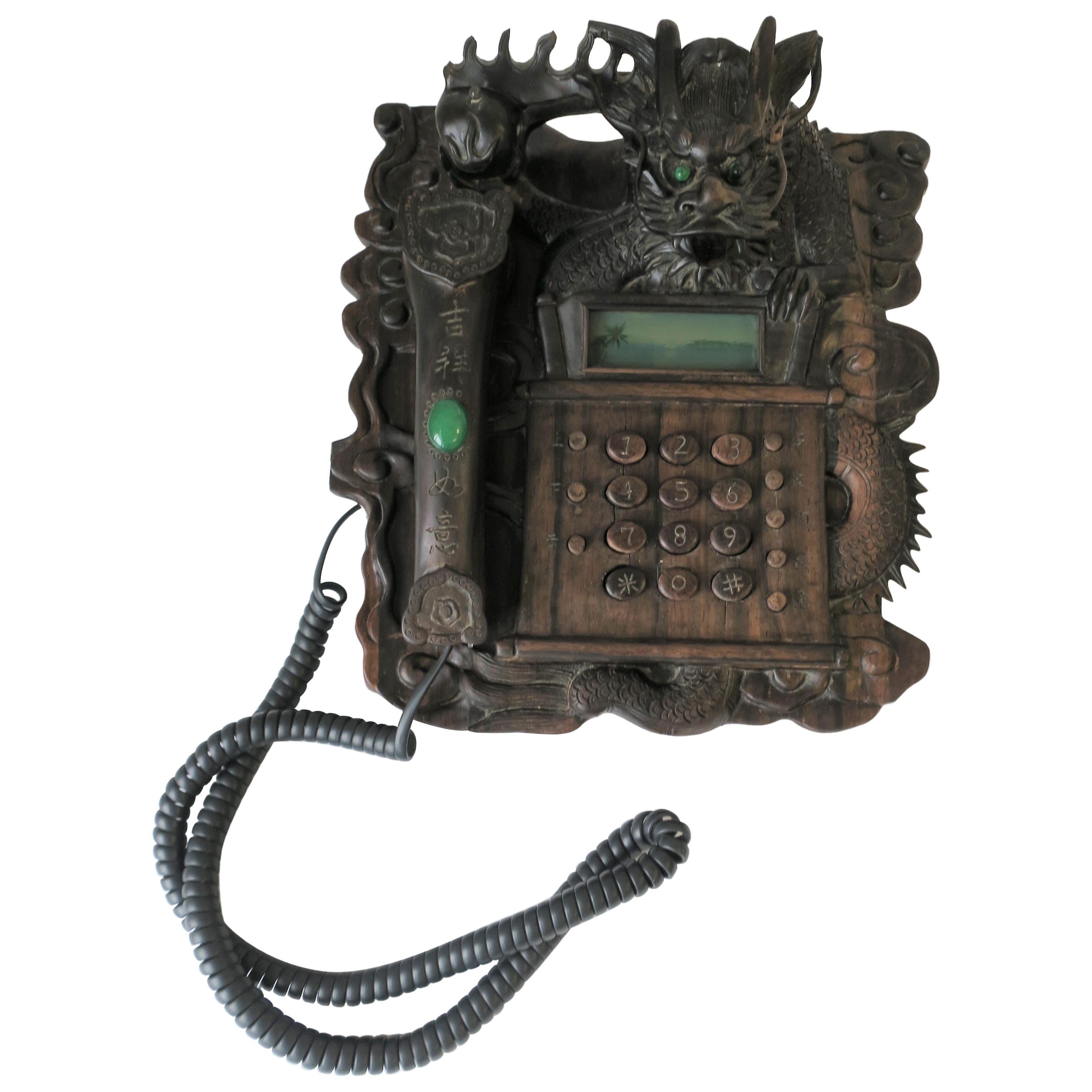 Hand-Carved Chinese Dragon Telephone, circa 1980s For Sale