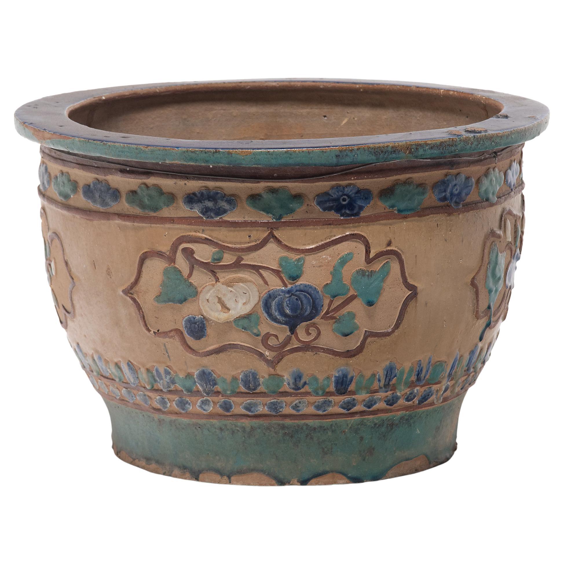 Chinese Drip Glaze Relief Planter, c. 1930