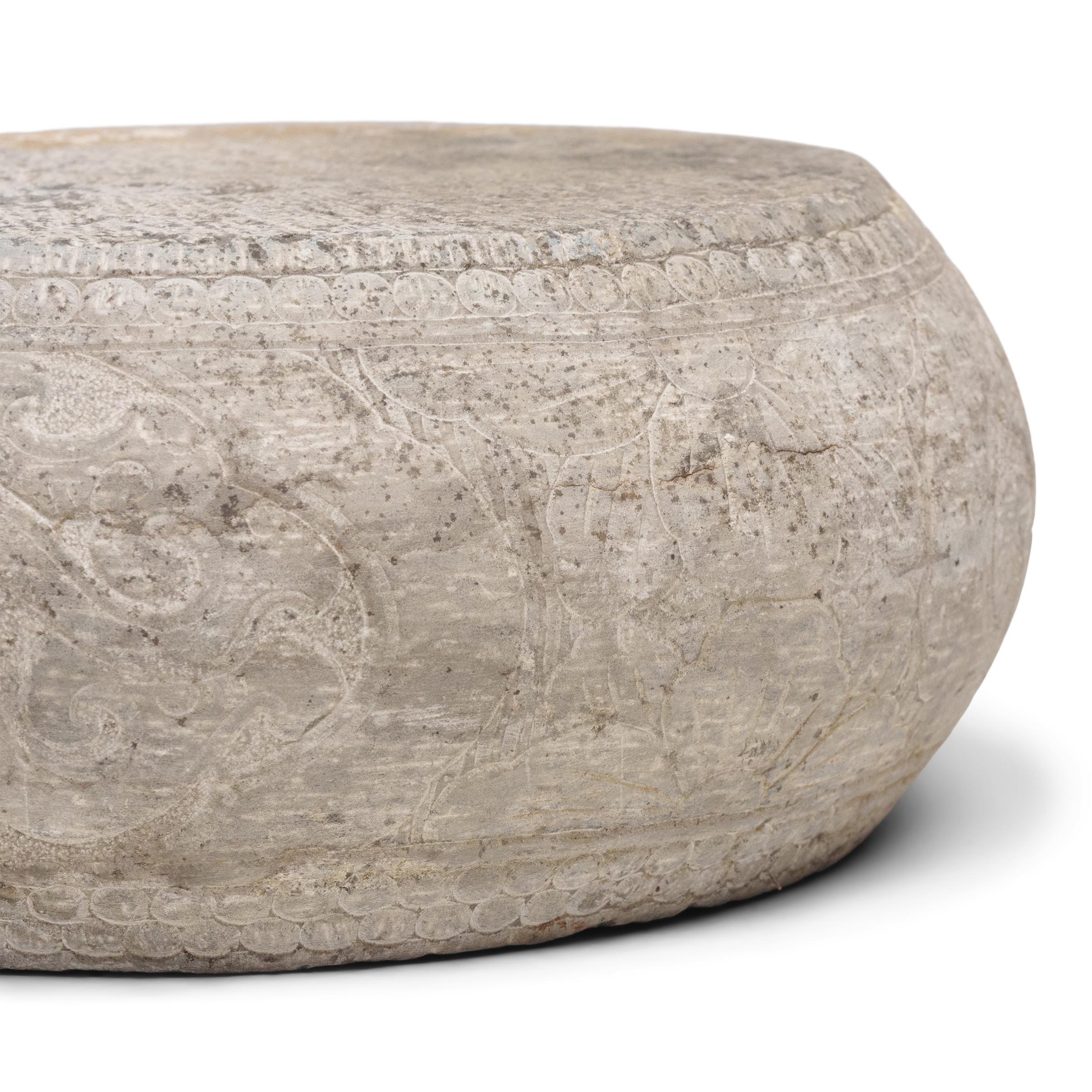 Chinese Drum Stone Column Base, c. 1850 In Good Condition For Sale In Chicago, IL