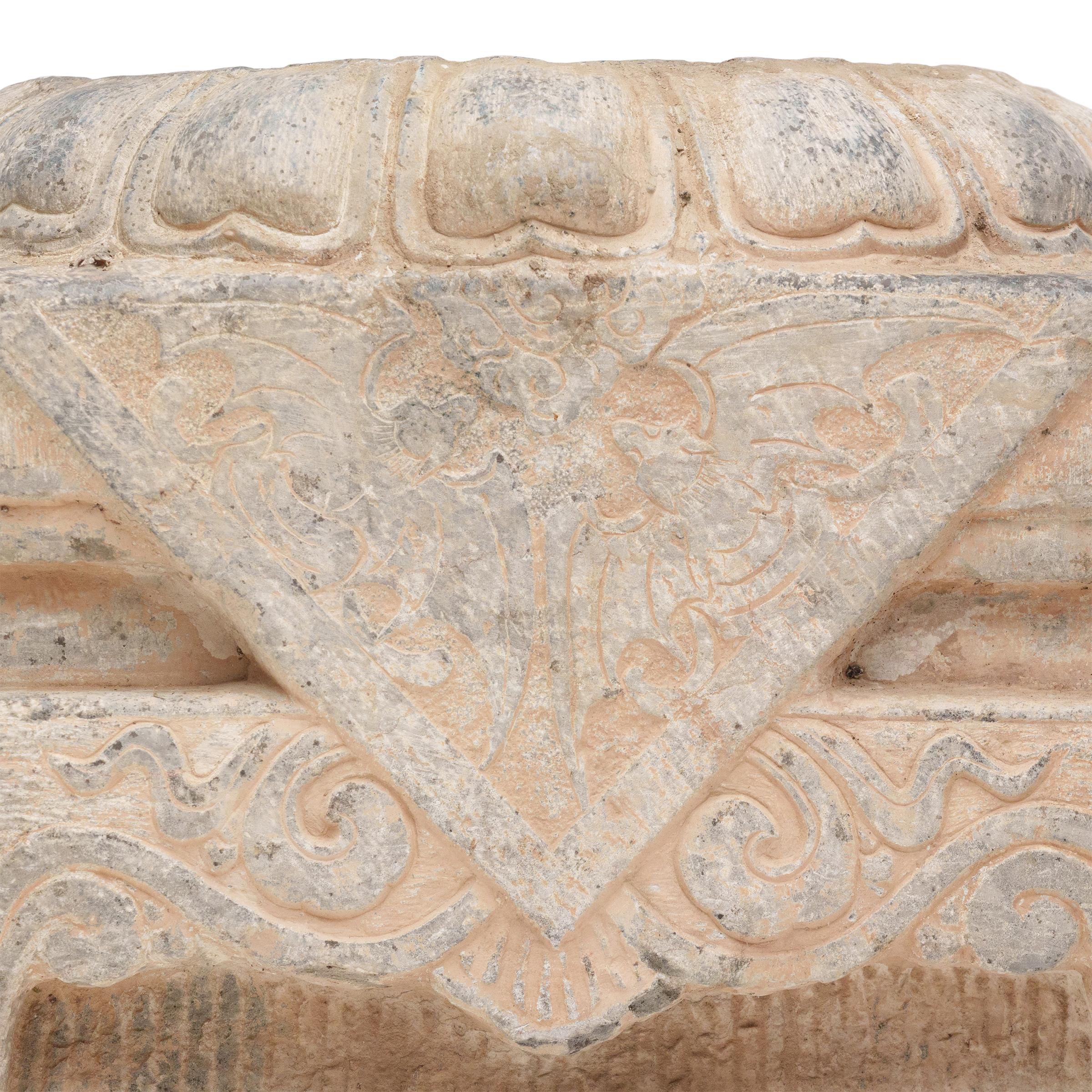 Limestone Chinese Drum Stone Column Base, c. 1850 For Sale