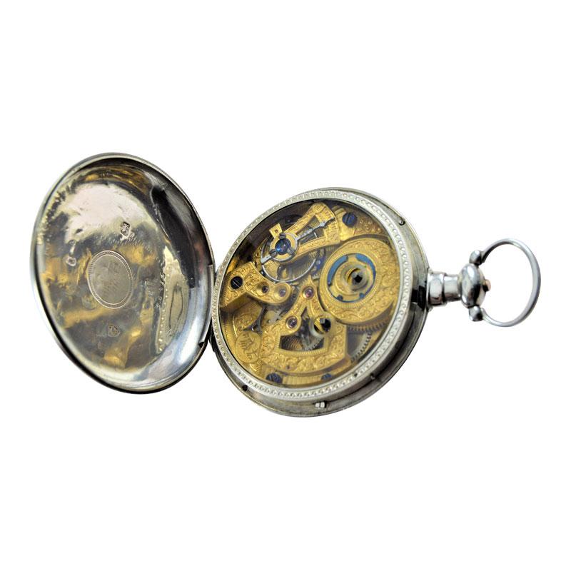 Chinese Duplex Silver Case Pendulum Pocket Watch Peacock Motif, circa 1870s 3