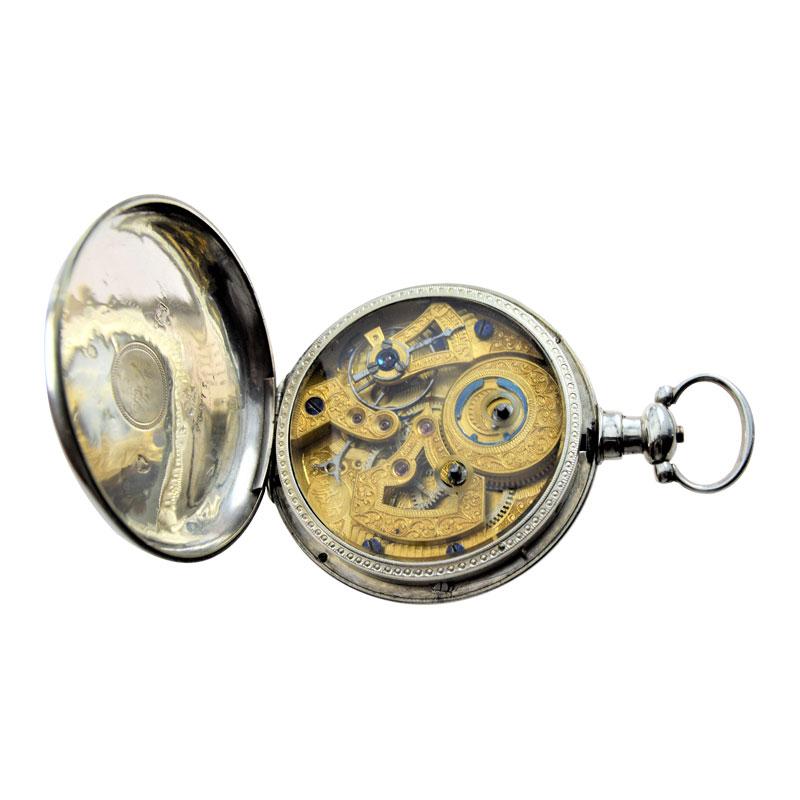 Chinese Duplex Silver Case Pendulum Pocket Watch Peacock Motif, circa 1870s 2