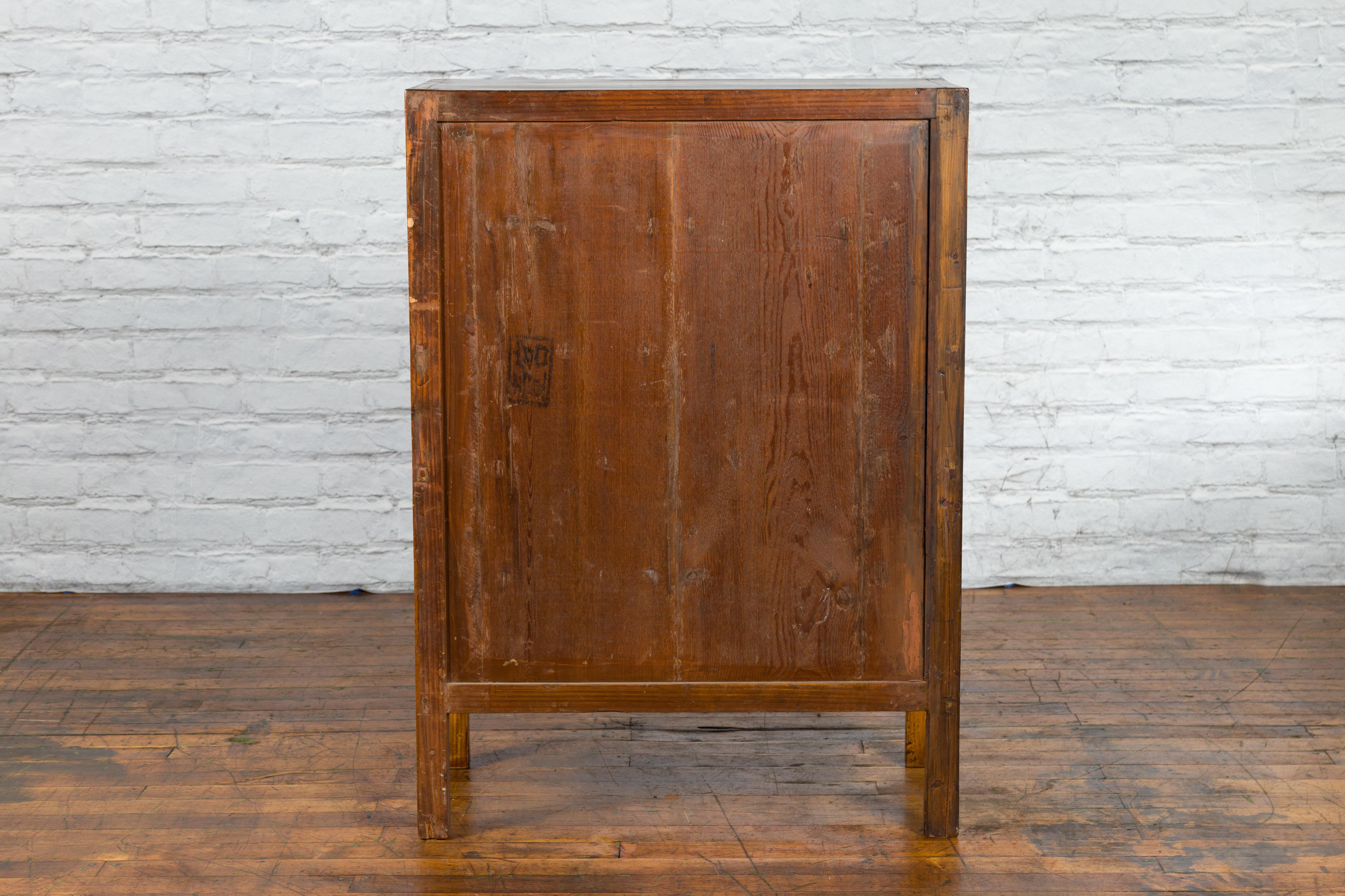 Chinese Early 20th Century Apothecary Cabinet with 15 Drawers and Brown Patina 9