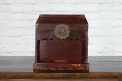 Early 20th Century Document Box with Scalloped Décor and Removable Panel