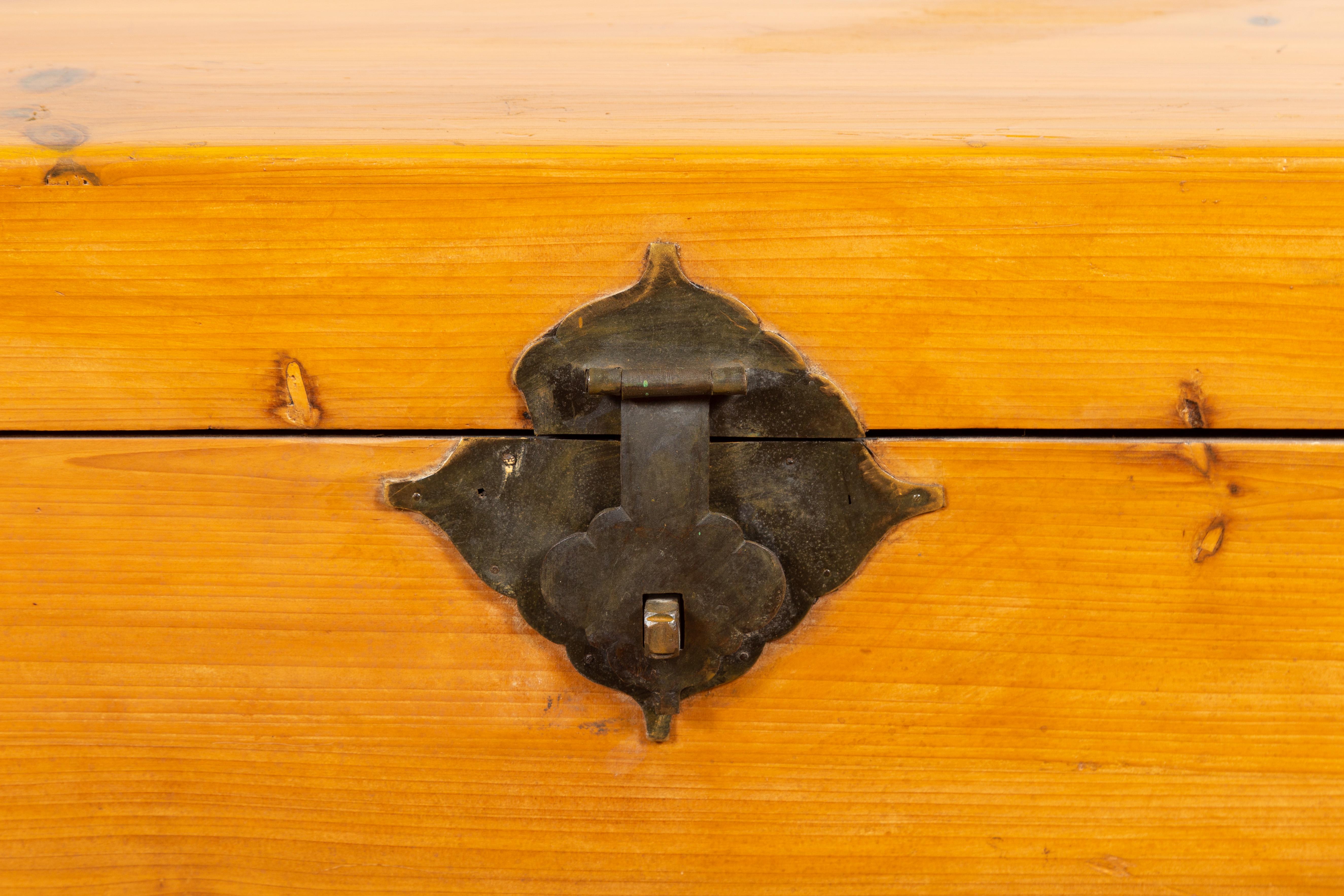 Chinese Early 20th Century Elm Blanket Chest with Honey Toned Patina For Sale 5