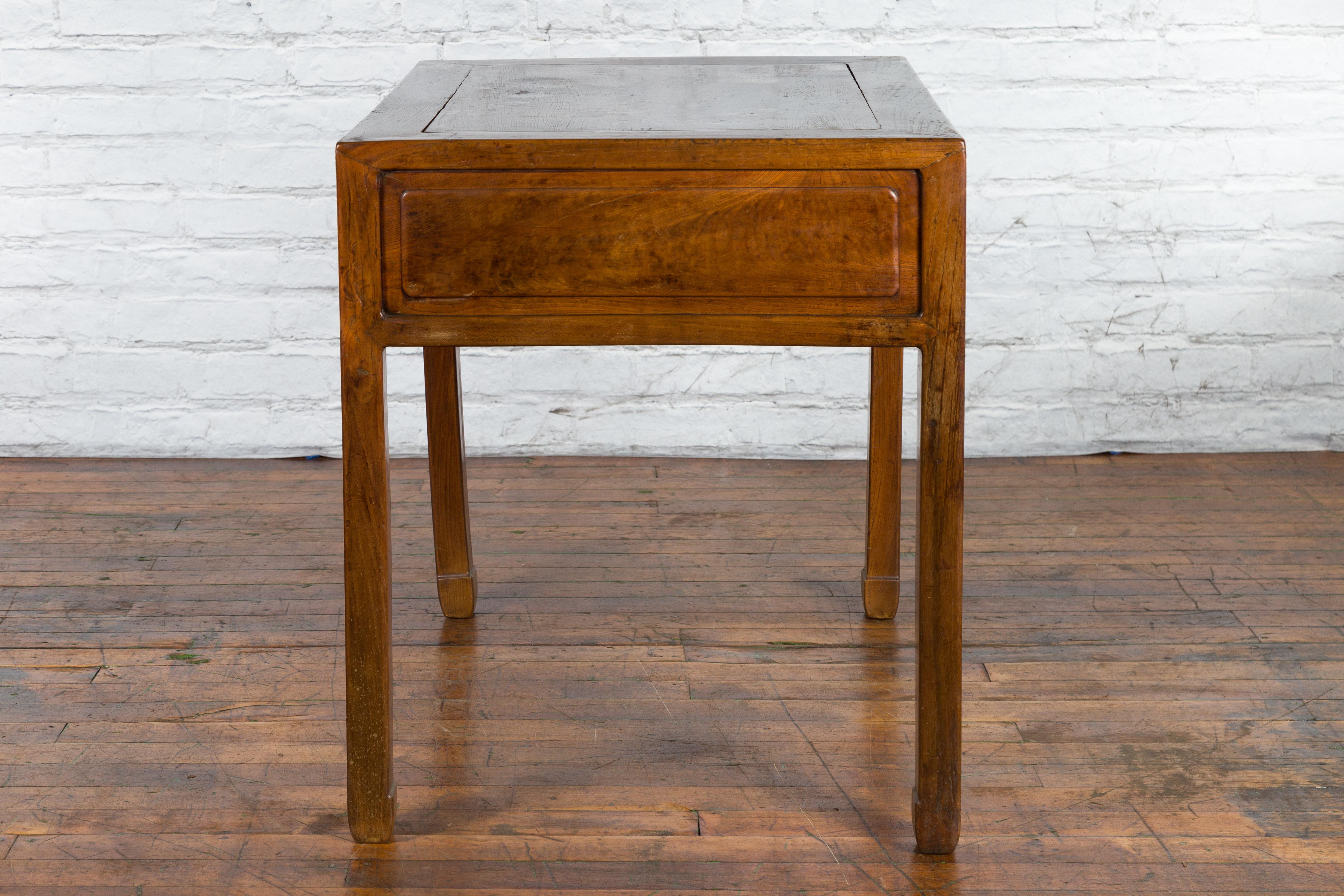Chinese Early 20th Century Fujian Province Three-Drawer Desk with Horsehoof Legs 8