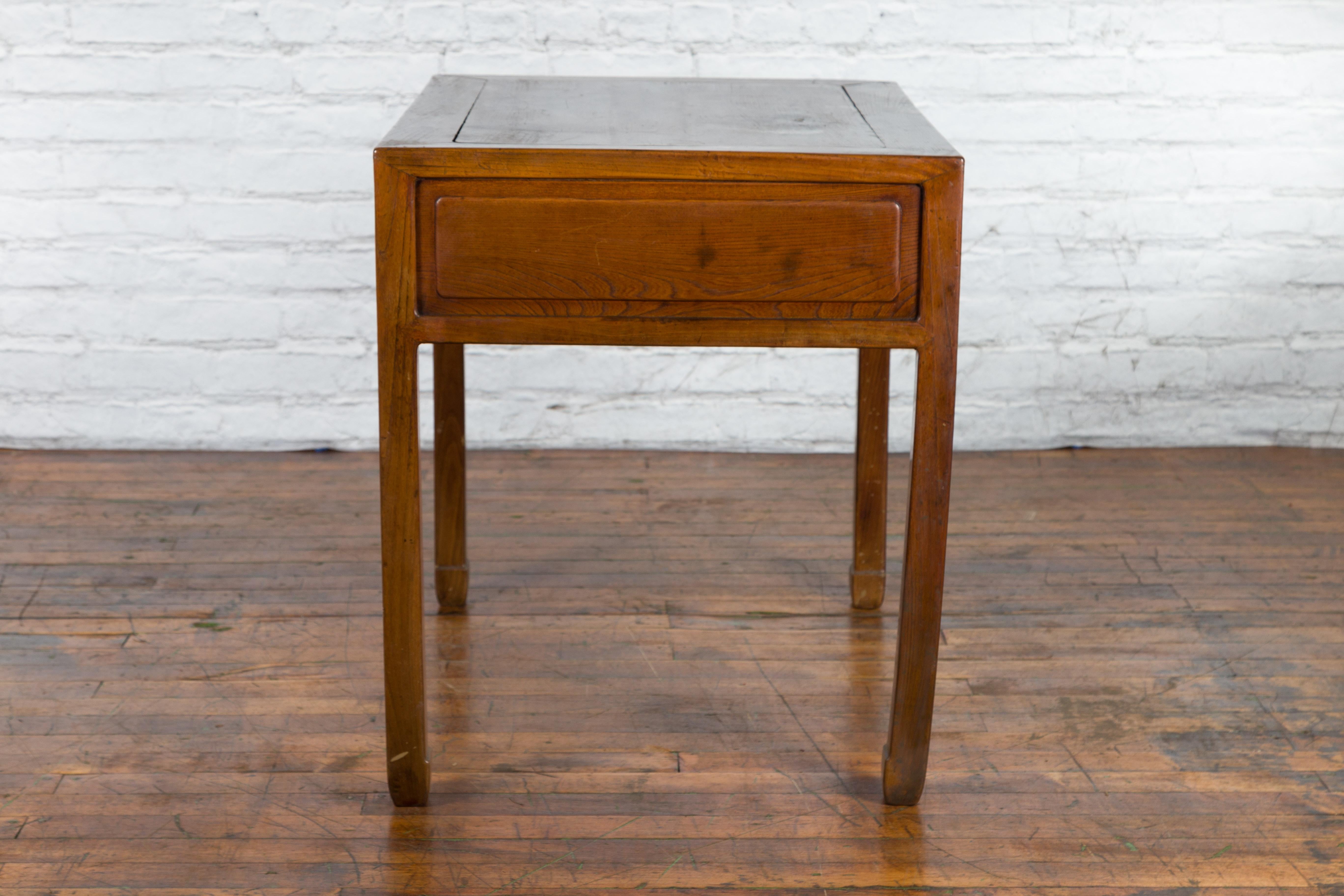 Chinese Early 20th Century Fujian Province Three-Drawer Desk with Horsehoof Legs 10