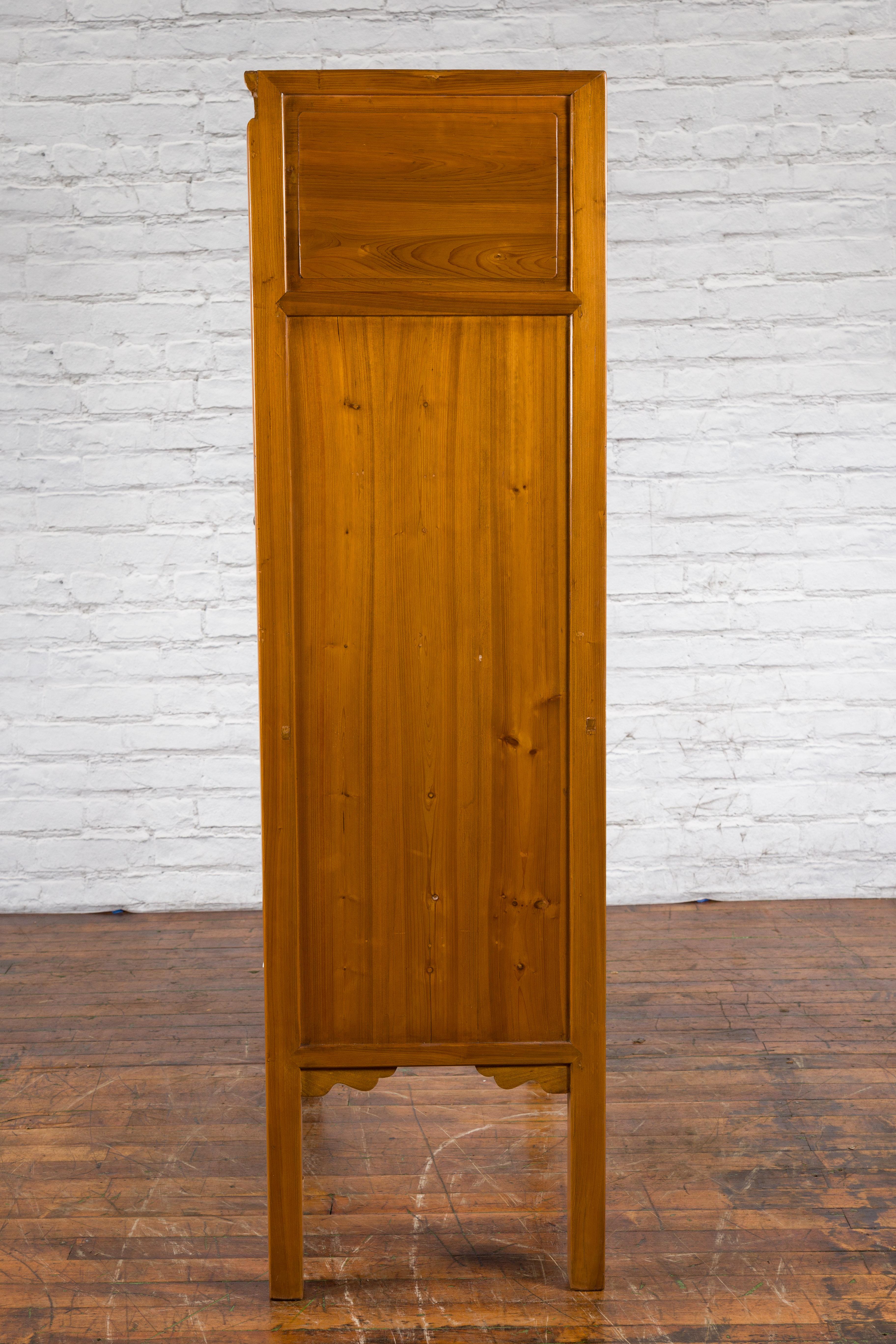 Chinese Early 20th Century Lacquered Armoire with Gilt Carved Warrior Motifs For Sale 15