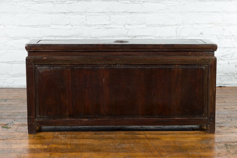 Chinese Early 20th Century Lacquered Trunk with Brass Hardware and