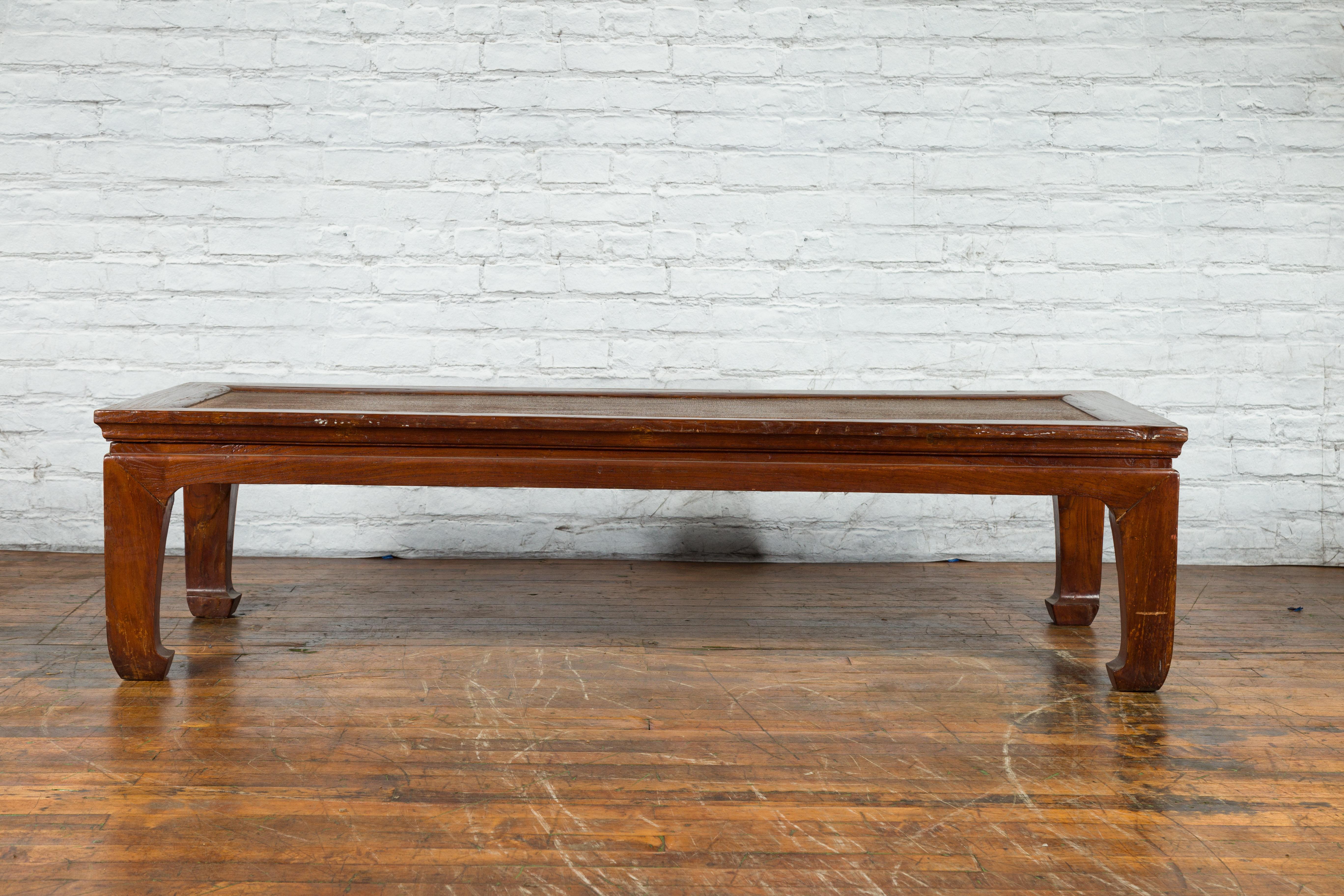 Chinese Early 20th Century Low Kang Coffee Table with Woven Rattan Top 8