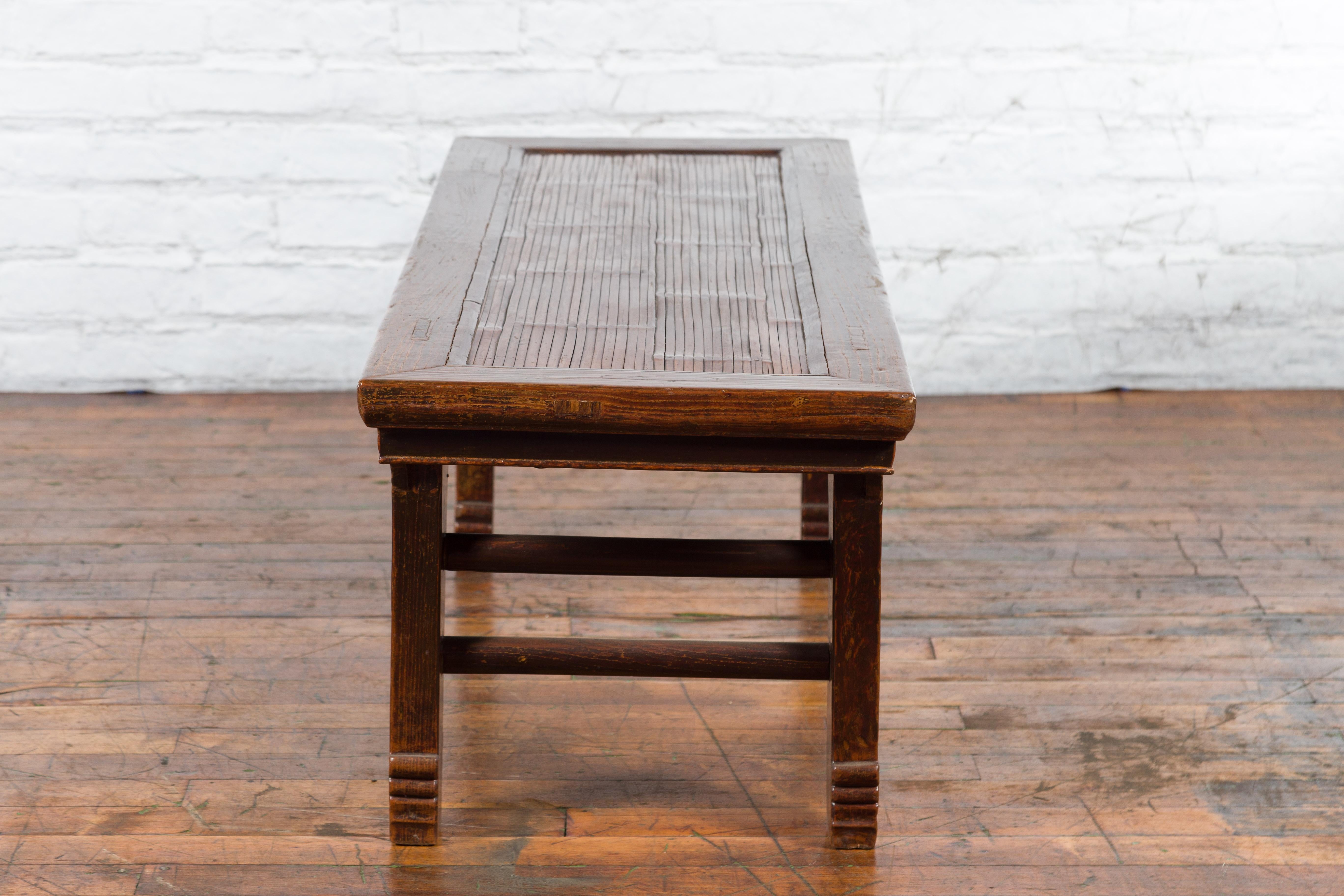 Chinese Early 20th Century Low Table with Bamboo Opium Mat Top For Sale 6