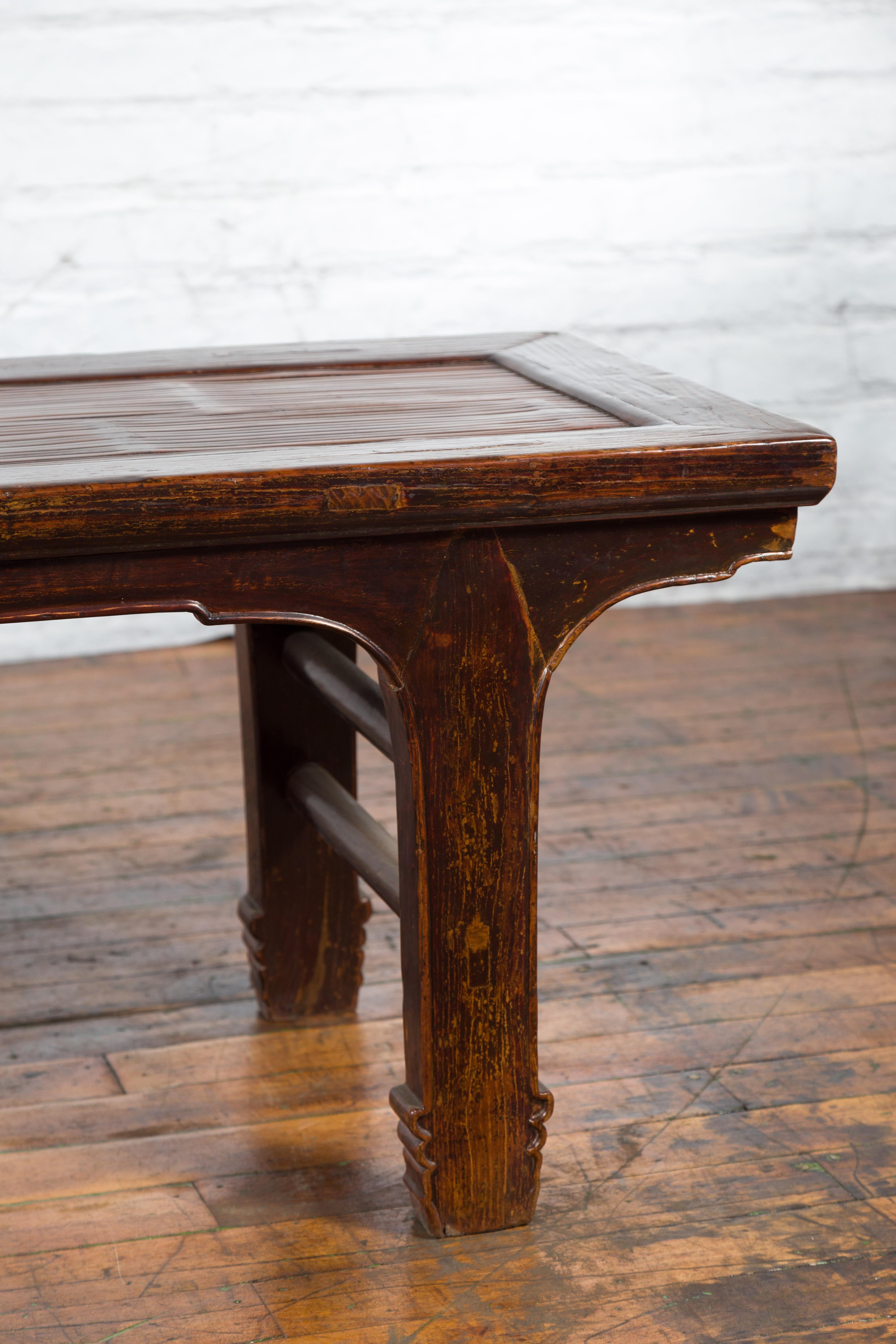 Chinese Early 20th Century Low Table with Bamboo Opium Mat Top For Sale 5