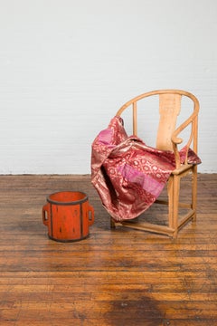 Chinese Early 20th Century Orange Grain Measuring Cup with Lateral Handles