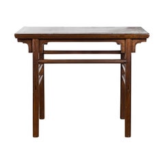 Chinese Early 20th Century Scholar's Altar Console Table with Carved Apron