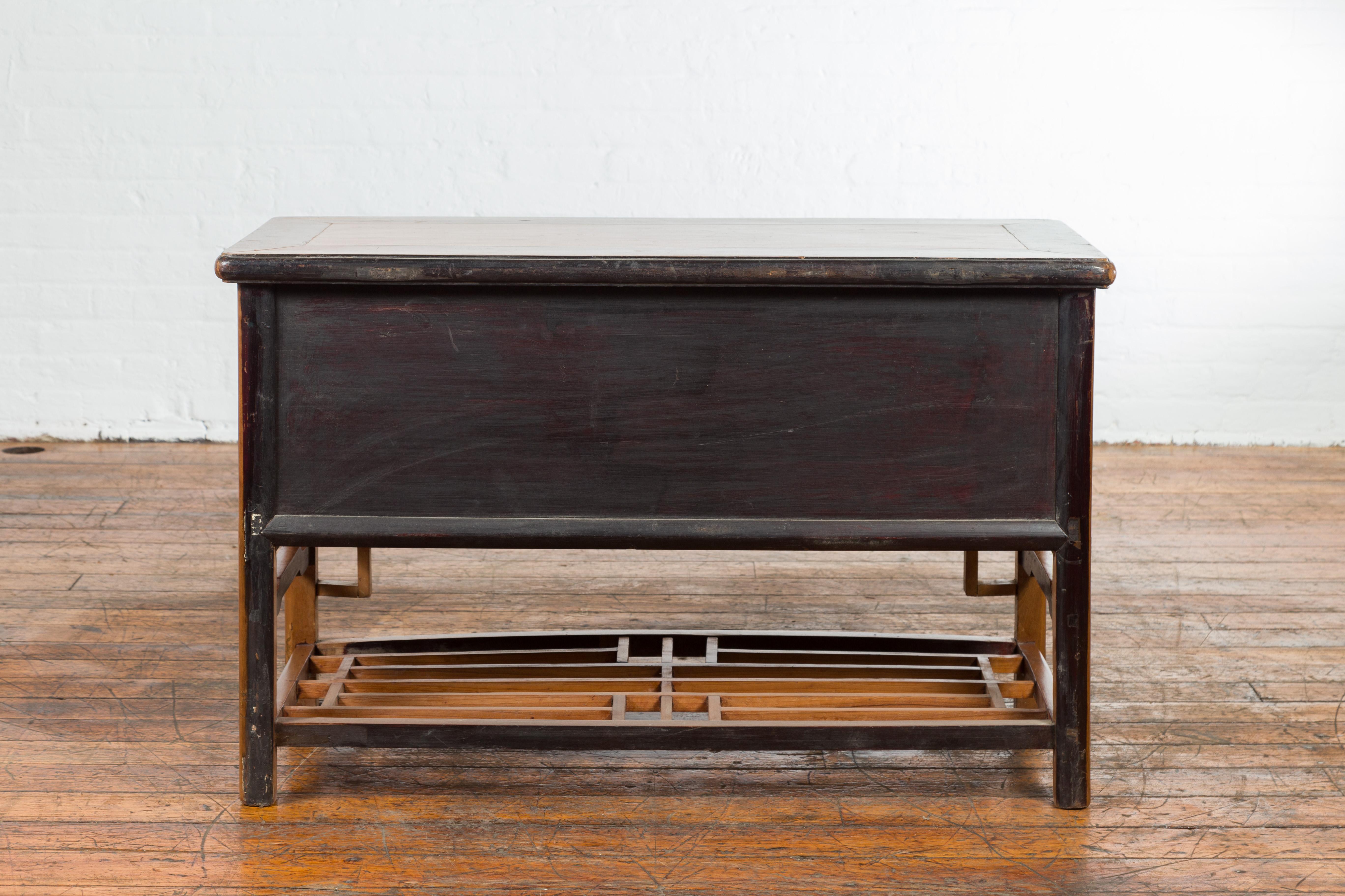 Chinese Early 20th Century Sideboard with Three Drawers and Natural Finish For Sale 11