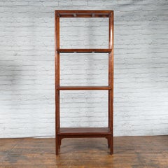 Early 20th Century Wooden Bookcase with Woven Rattan Shelves and Apron