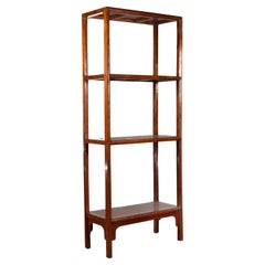 Used Chinese Early 20th Century Wooden Bookcase with Woven Rattan Shelves and Apron