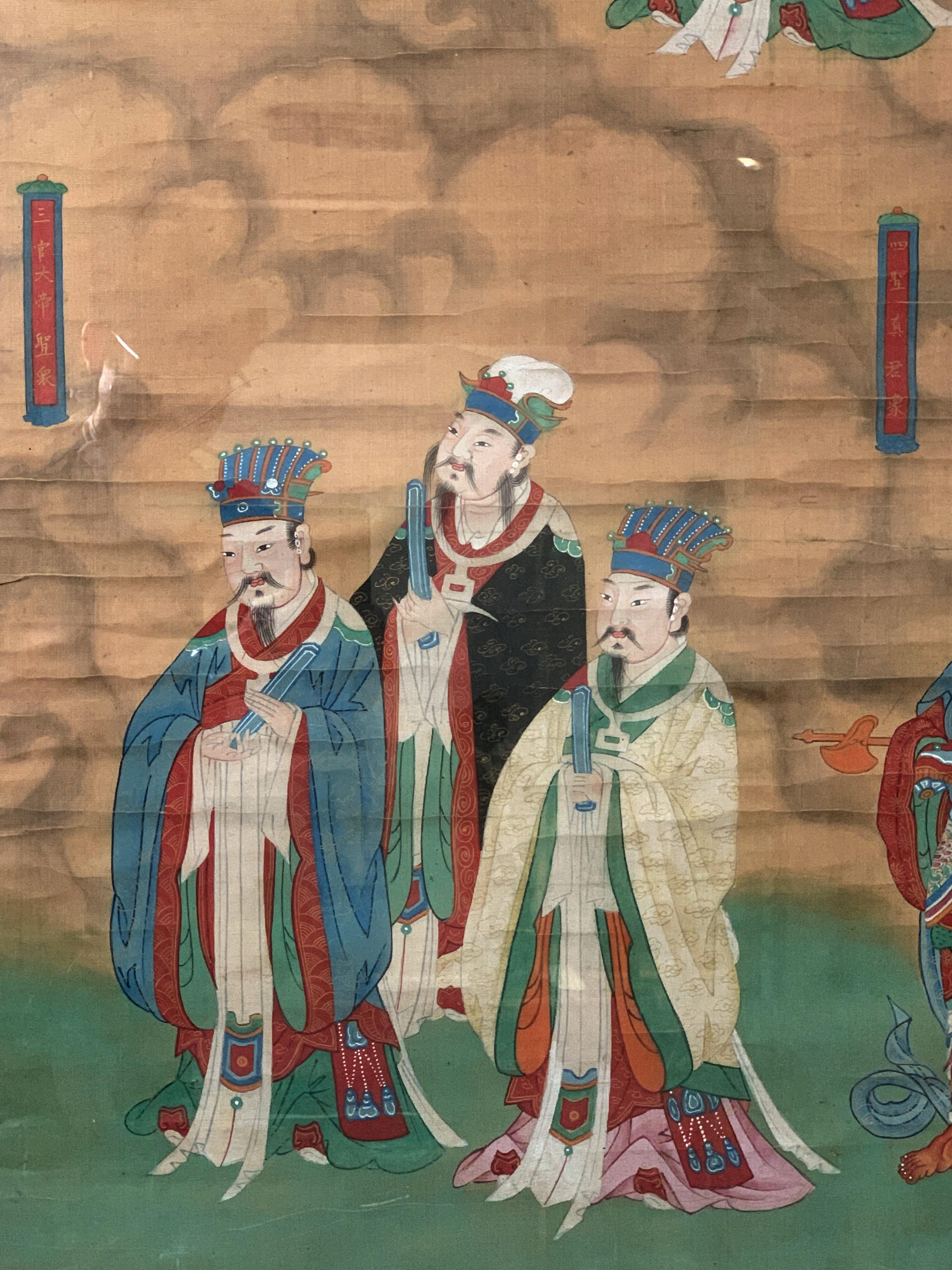 Chinesisches Gemälde „Wasser- und Landritual“ aus der frühen Qing-Dynastie, 17. Jahrhundert (18. Jahrhundert und früher) im Angebot