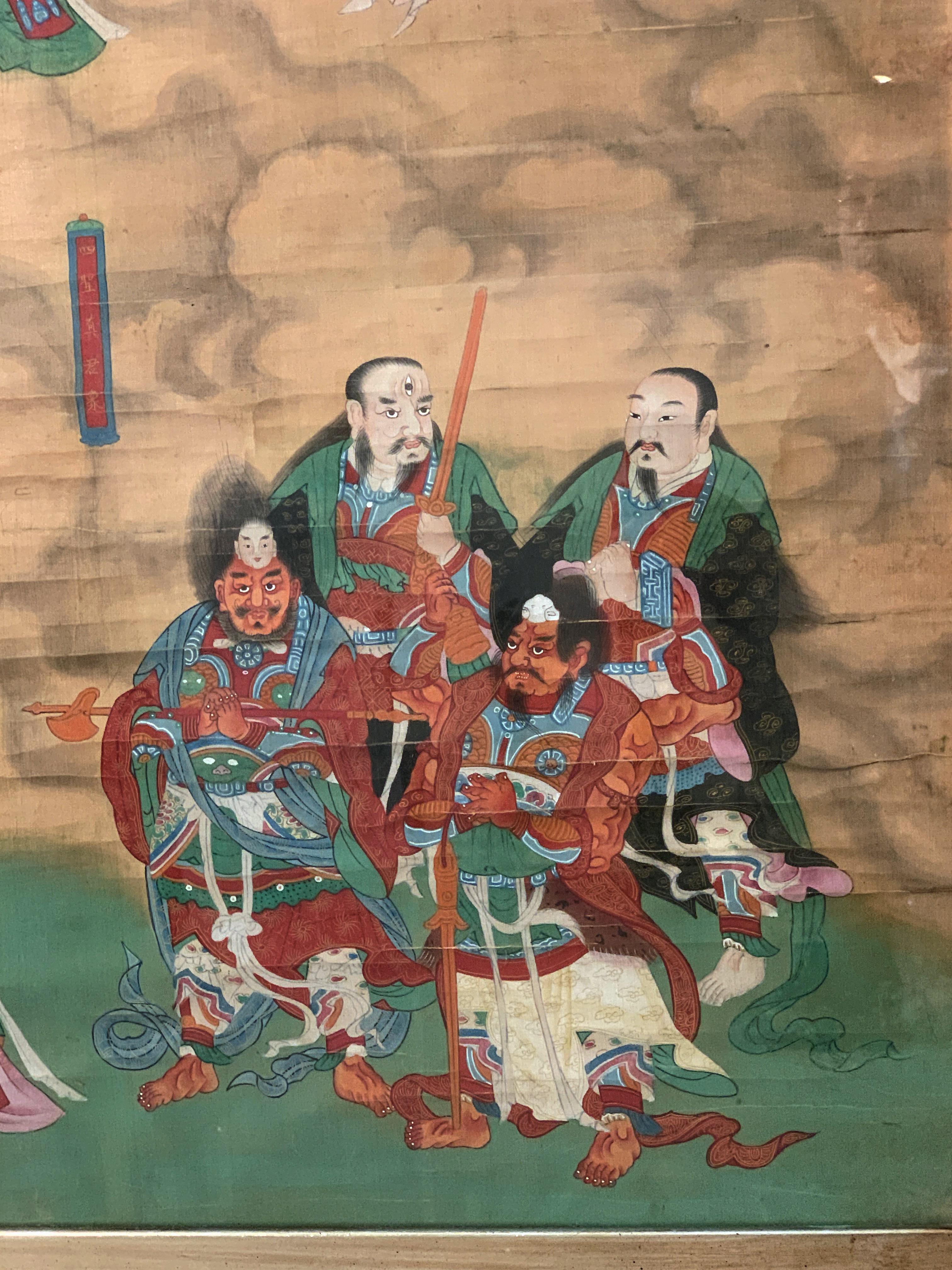 Chinesisches Gemälde „Wasser- und Landritual“ aus der frühen Qing-Dynastie, 17. Jahrhundert (Seide) im Angebot