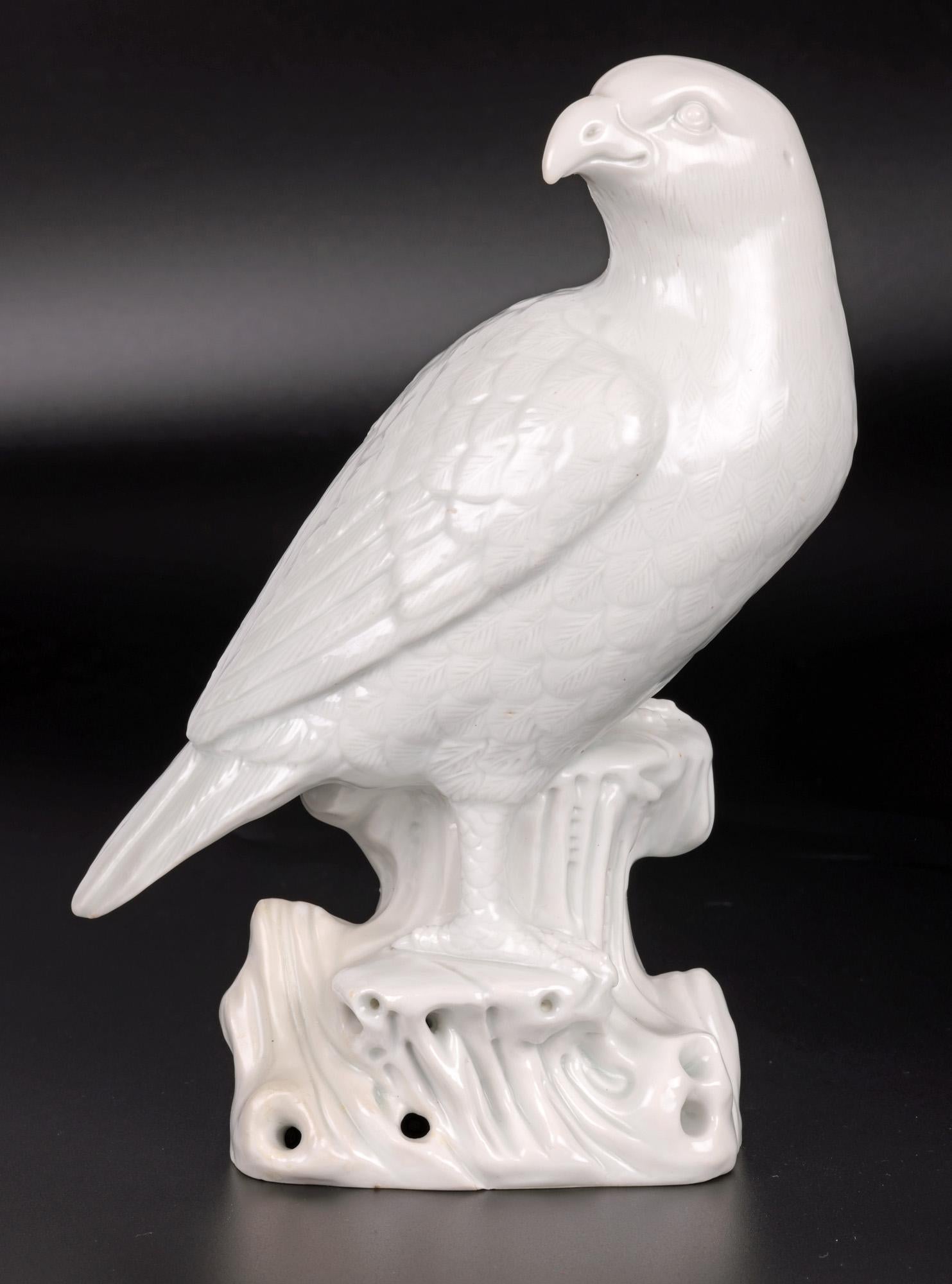 Chinese Early Qing Pair Blanc de Chine Porcelain Hawk Figures For Sale 2