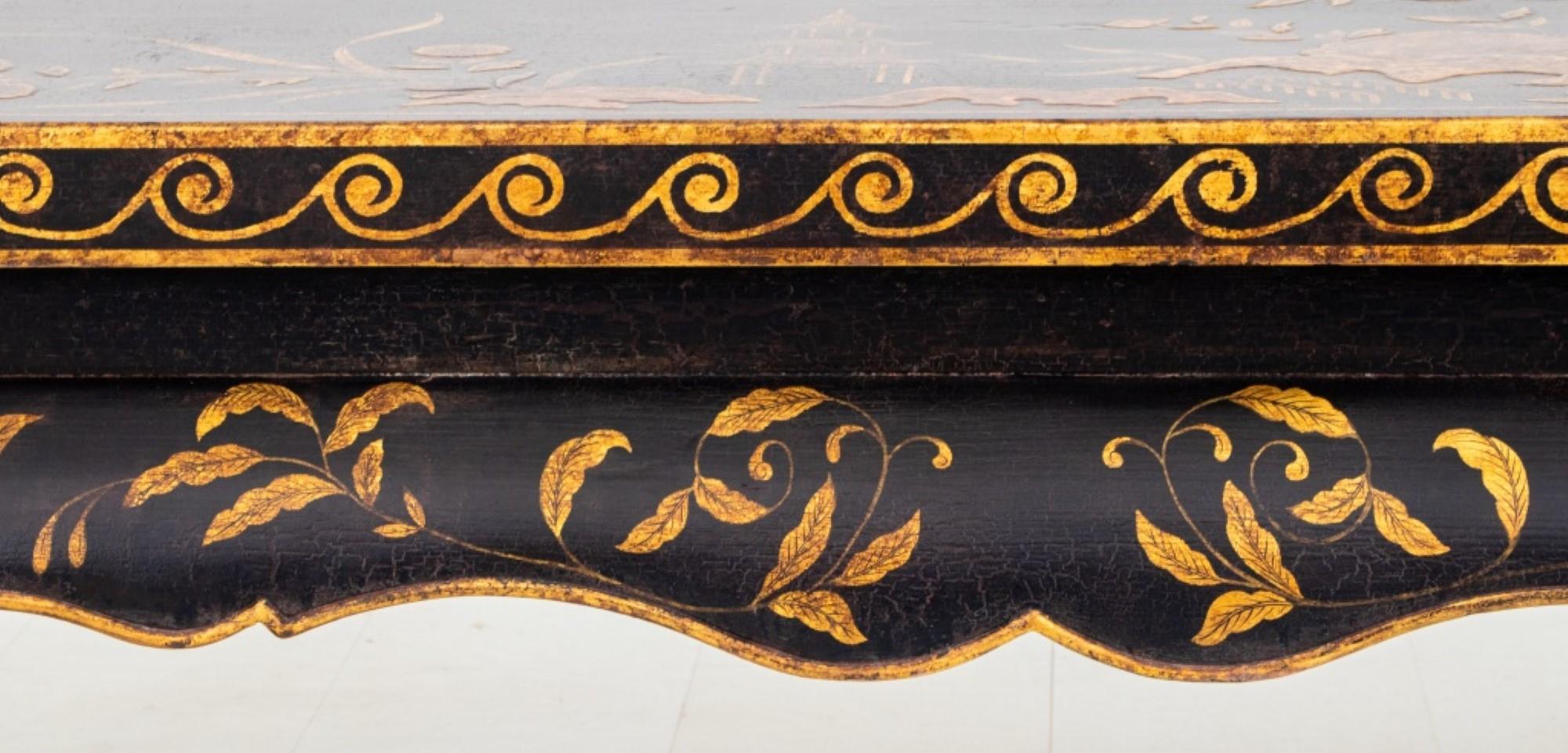 Chinese Ebonized & Gilt Wood Coffee Table In Good Condition For Sale In New York, NY