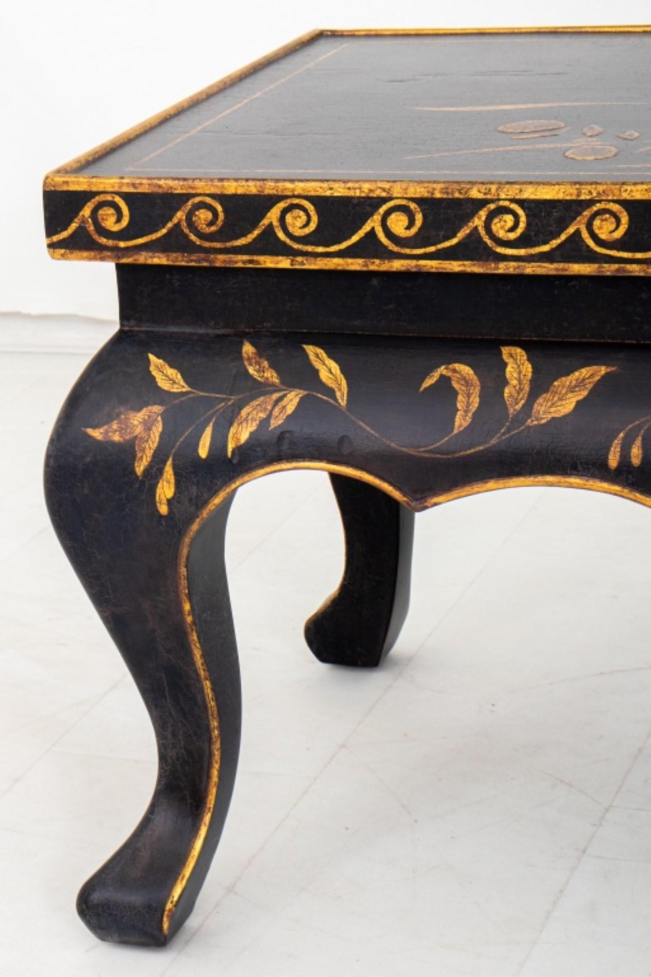 Chinese Ebonized & Gilt Wood Coffee Table For Sale 4