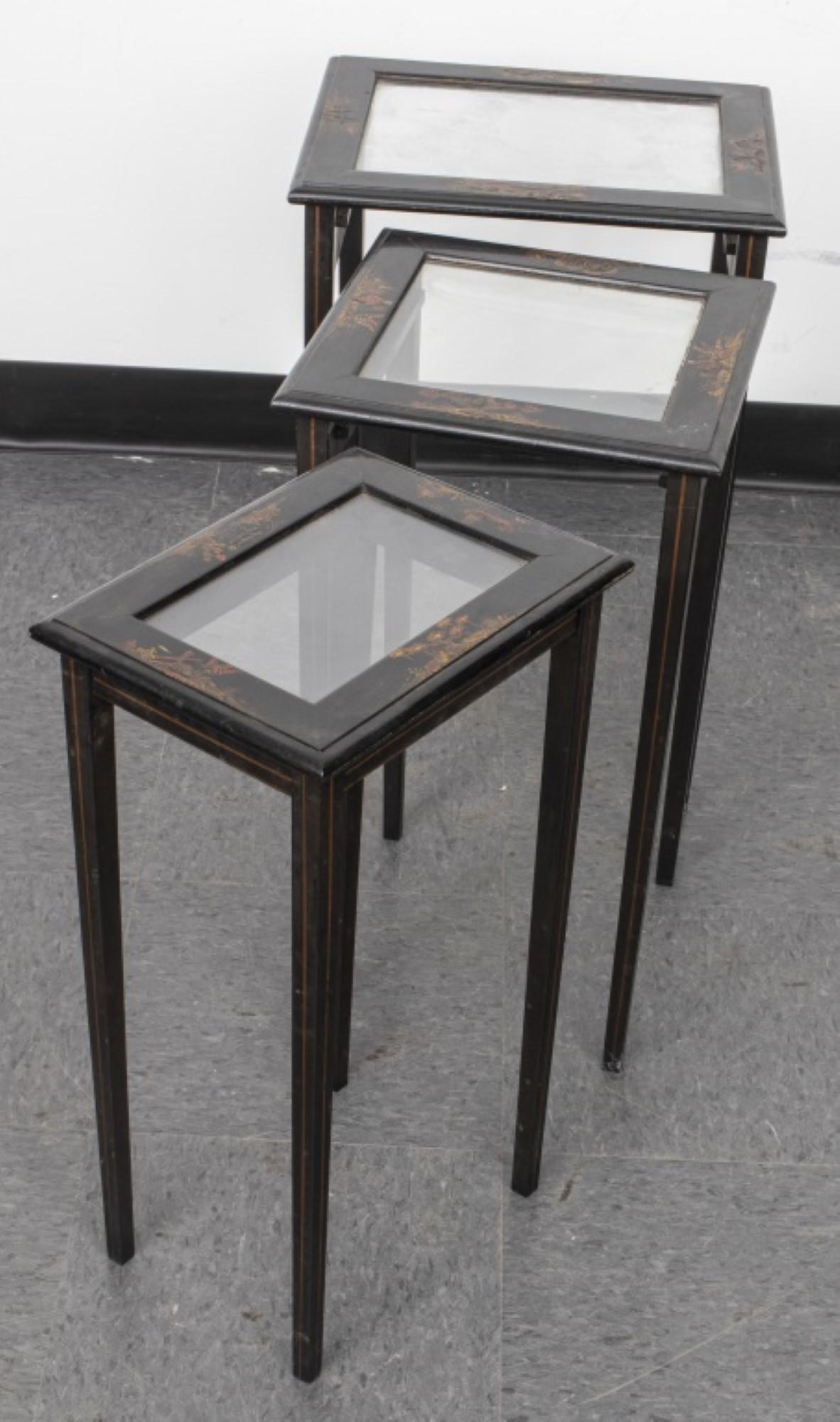 Chinese Ebonized Nesting Tables, 3 In Good Condition For Sale In New York, NY