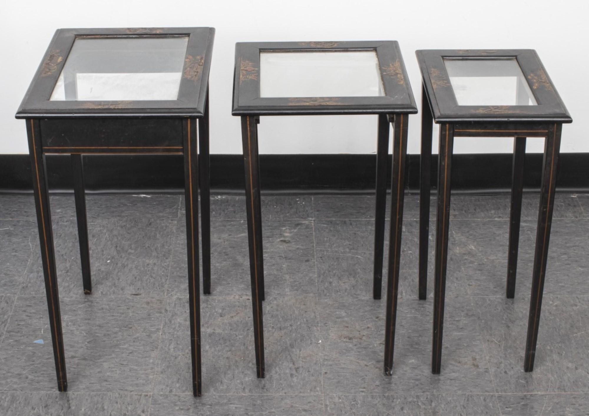 20th Century Chinese Ebonized Nesting Tables, 3 For Sale