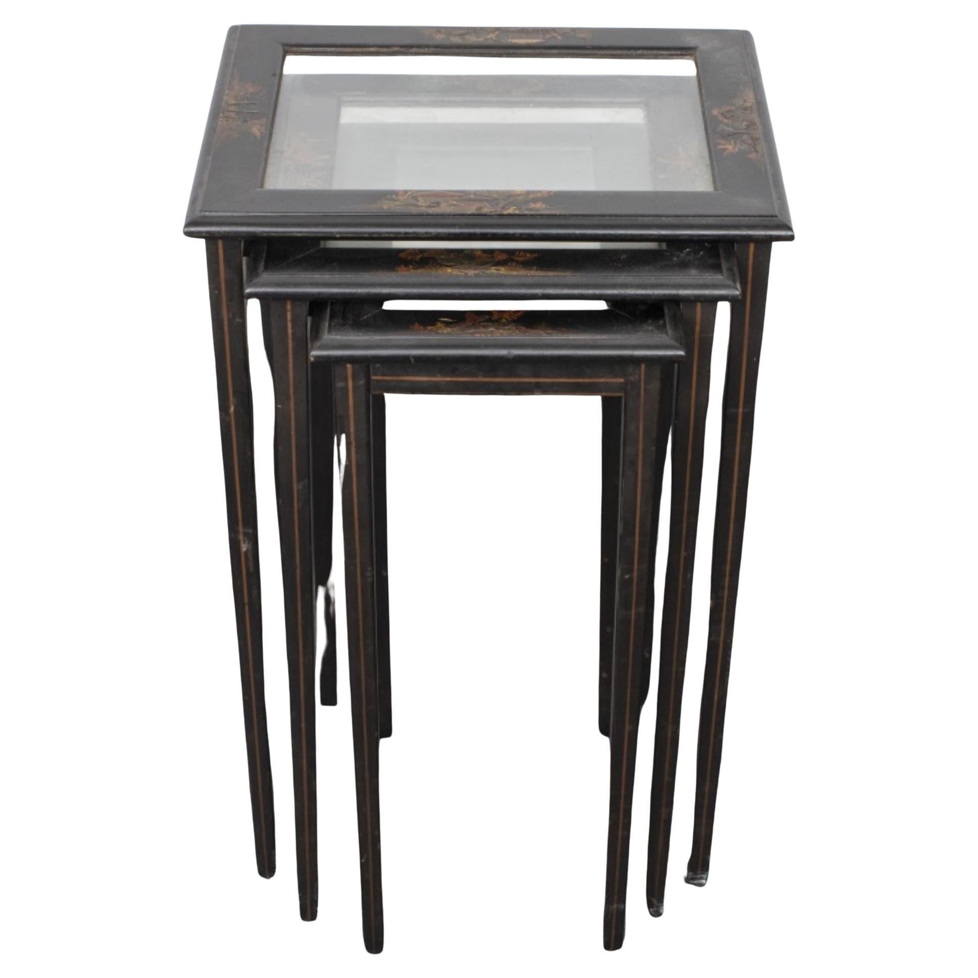 Chinese Ebonized Nesting Tables, 3 For Sale