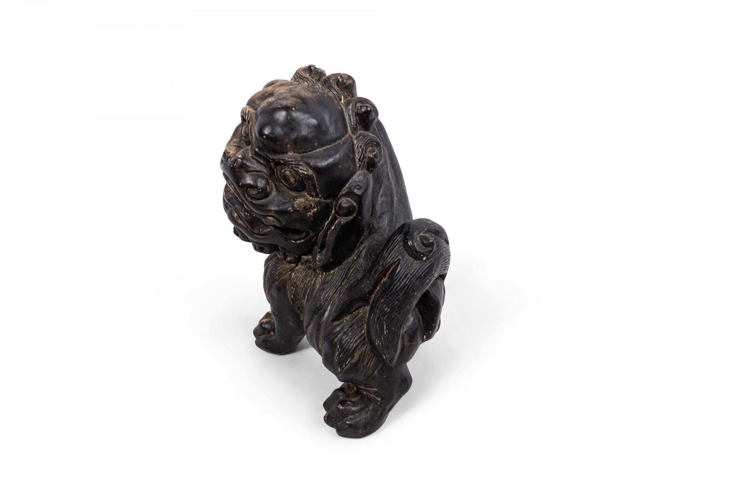 Chinese Ebonized Pottery Foo Dogs In Good Condition In New York, NY