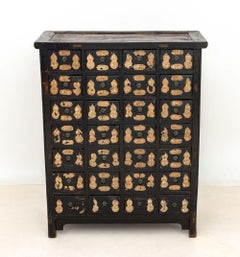 Chinese Ebonized Wood Apothecary Chest, 19th C.