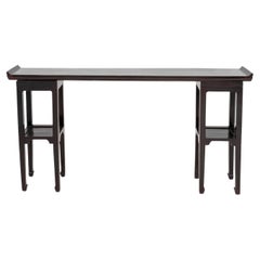 Tavolo consolle cinese in legno ebanizzato