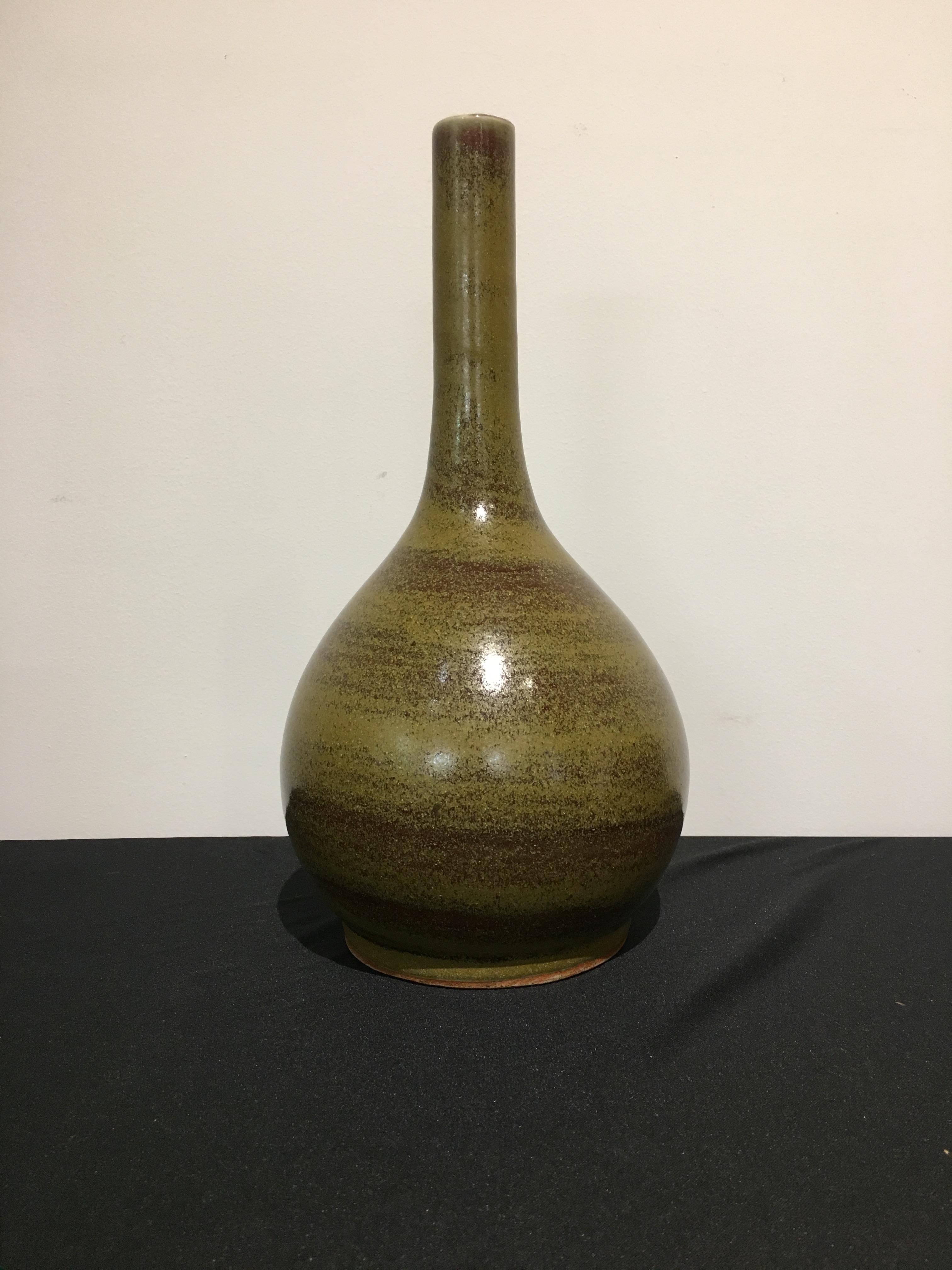 Jarrón chino de cuello de palo esmaltado con piel de anguila, dinastía Qing, siglo XVIII, China Chino