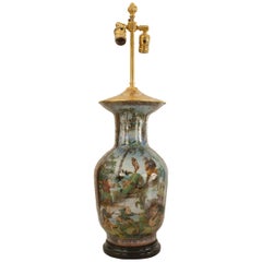 Chinese Eglomise Glass Vase Table Lamp