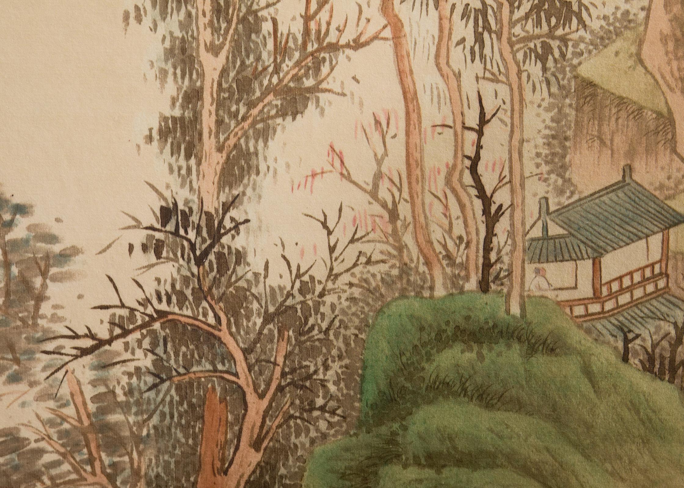 Pantalla de mesa plegable china de ocho paneles Paisajes Poemas en venta 4