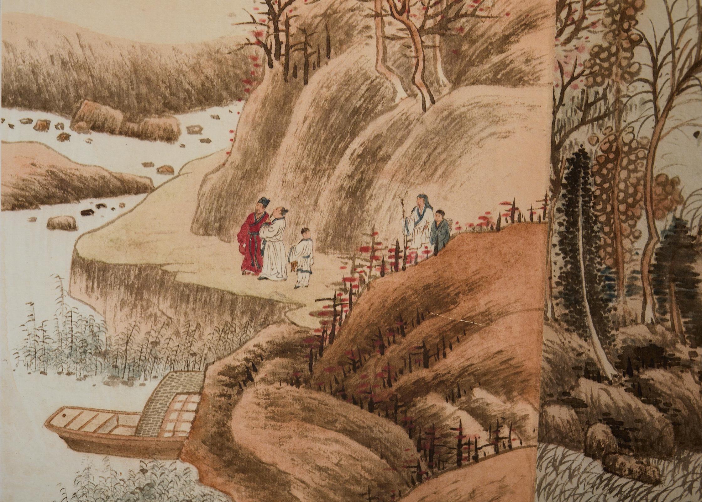Pantalla de mesa plegable china de ocho paneles Paisajes Poemas en venta 6