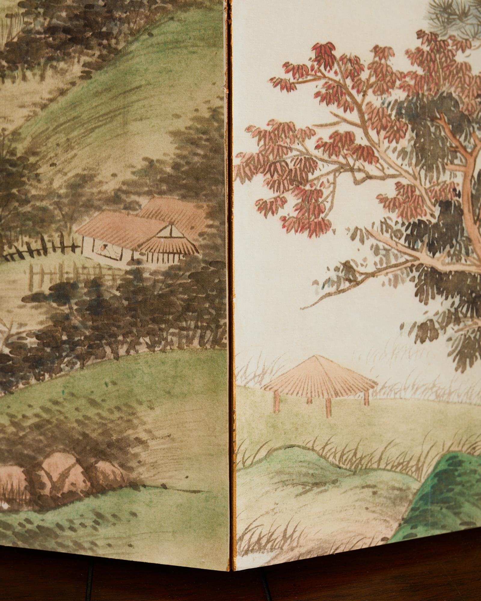 Pantalla de mesa plegable china de ocho paneles Paisajes Poemas en venta 8