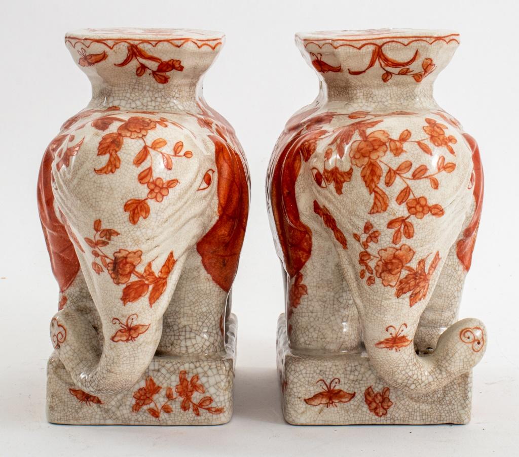 20th Century Chinese Elephant Crackled Porcelain Bookend, Pair