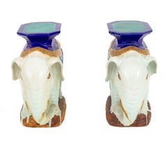 Chinese Elephant Form Ceramic Garden Seats, Pair