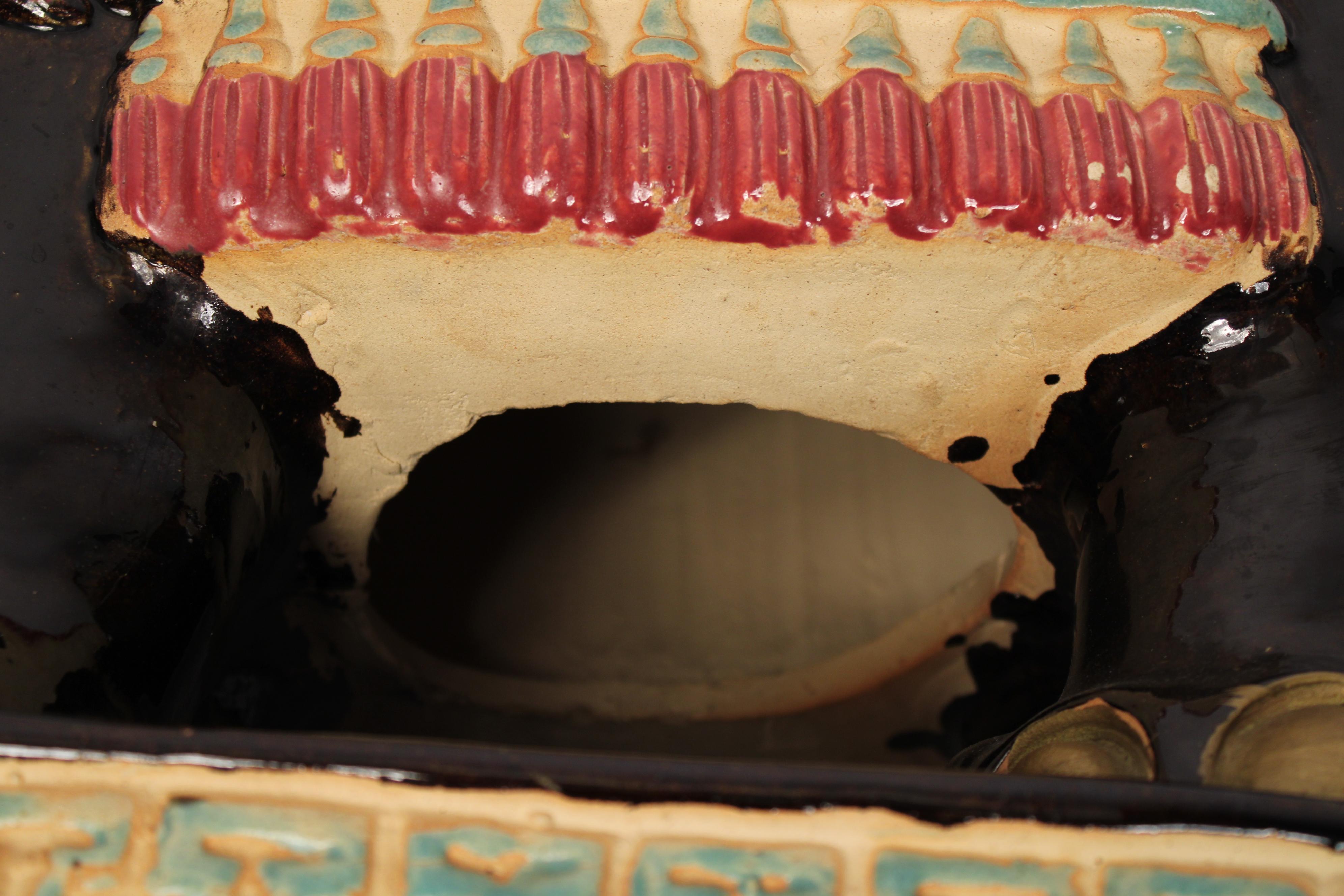 Chinesischer Elefant Form Polychrome dekoriert Steingut Garten Sitz im Angebot 2