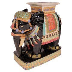 Chinese Elephant Form Polychrome decorated Stoneware Garden Seat