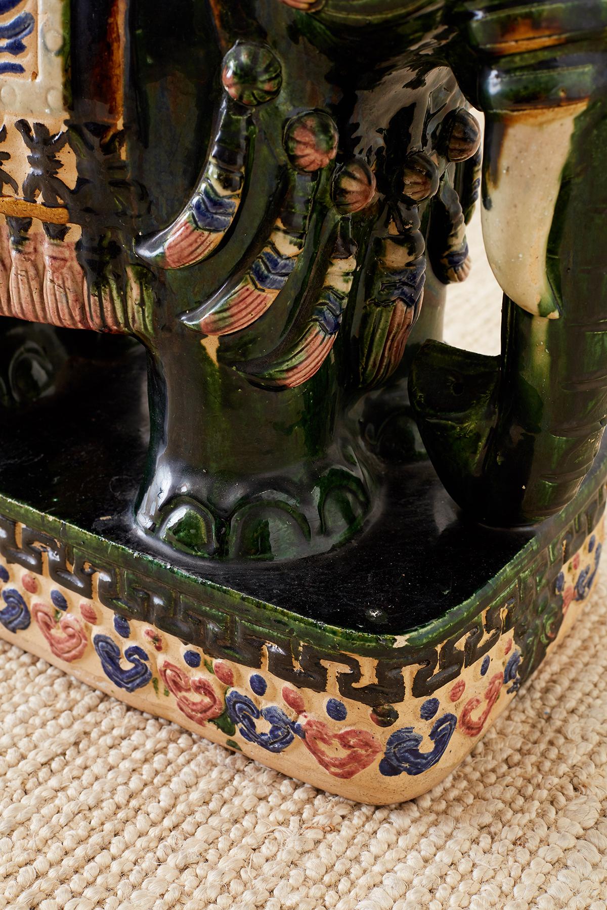 Ceramic Chinese Elephant Garden Stool or Drinks Table
