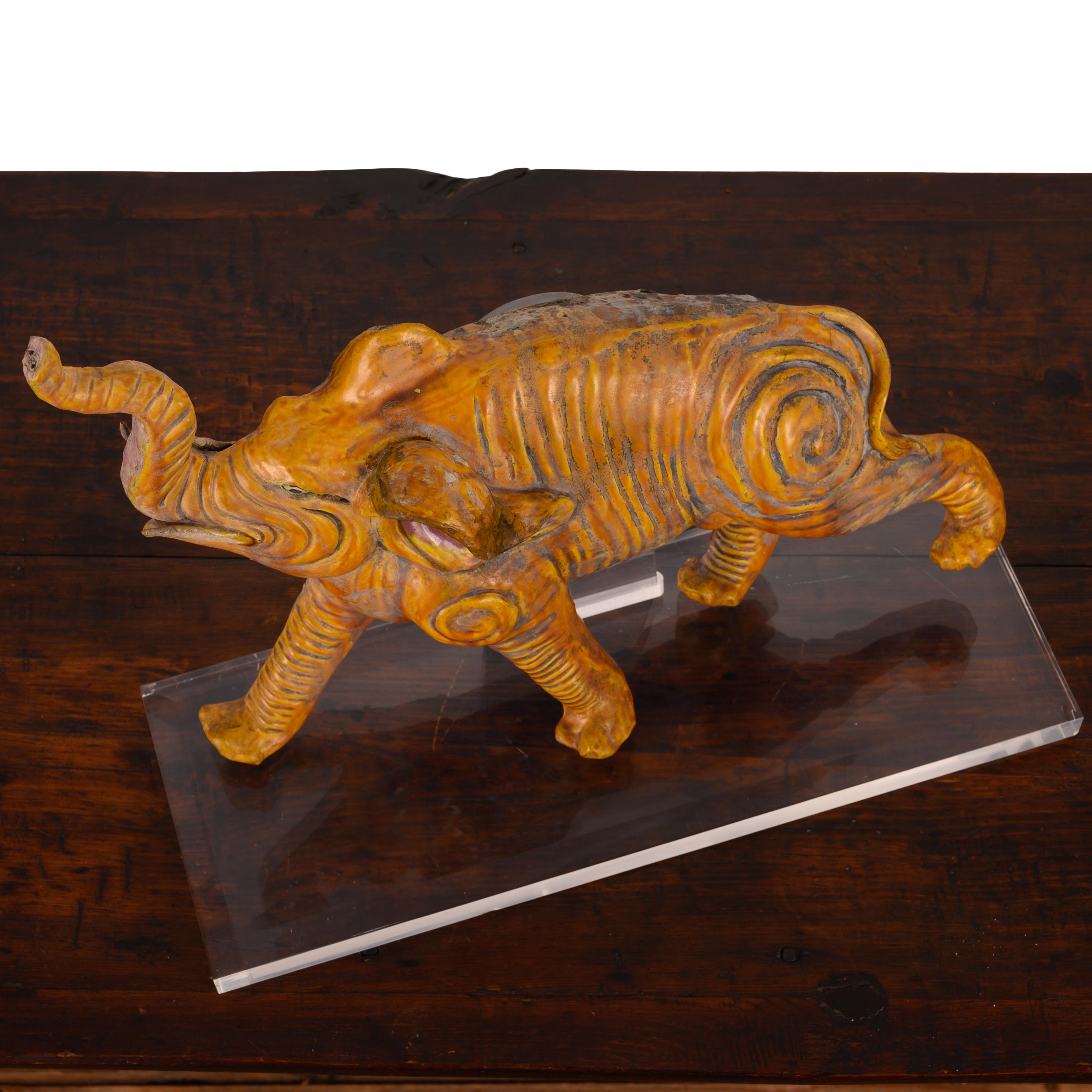Chinese Elephant Roof Tile, 19th Century Regular price In Good Condition For Sale In Savannah, GA