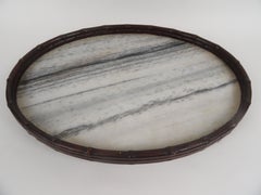 Chinese Elliptical Marble Serving Tray