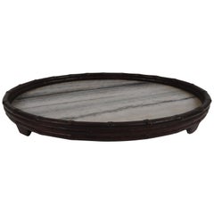 Chinese Elliptical Marble Serving Tray
