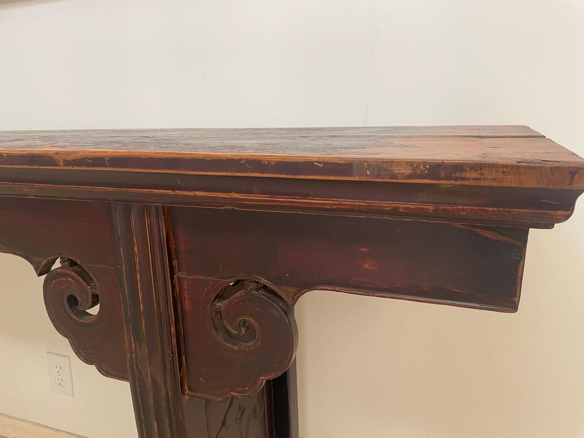 Chinese  Elm Altar Large Console Table For Sale 5