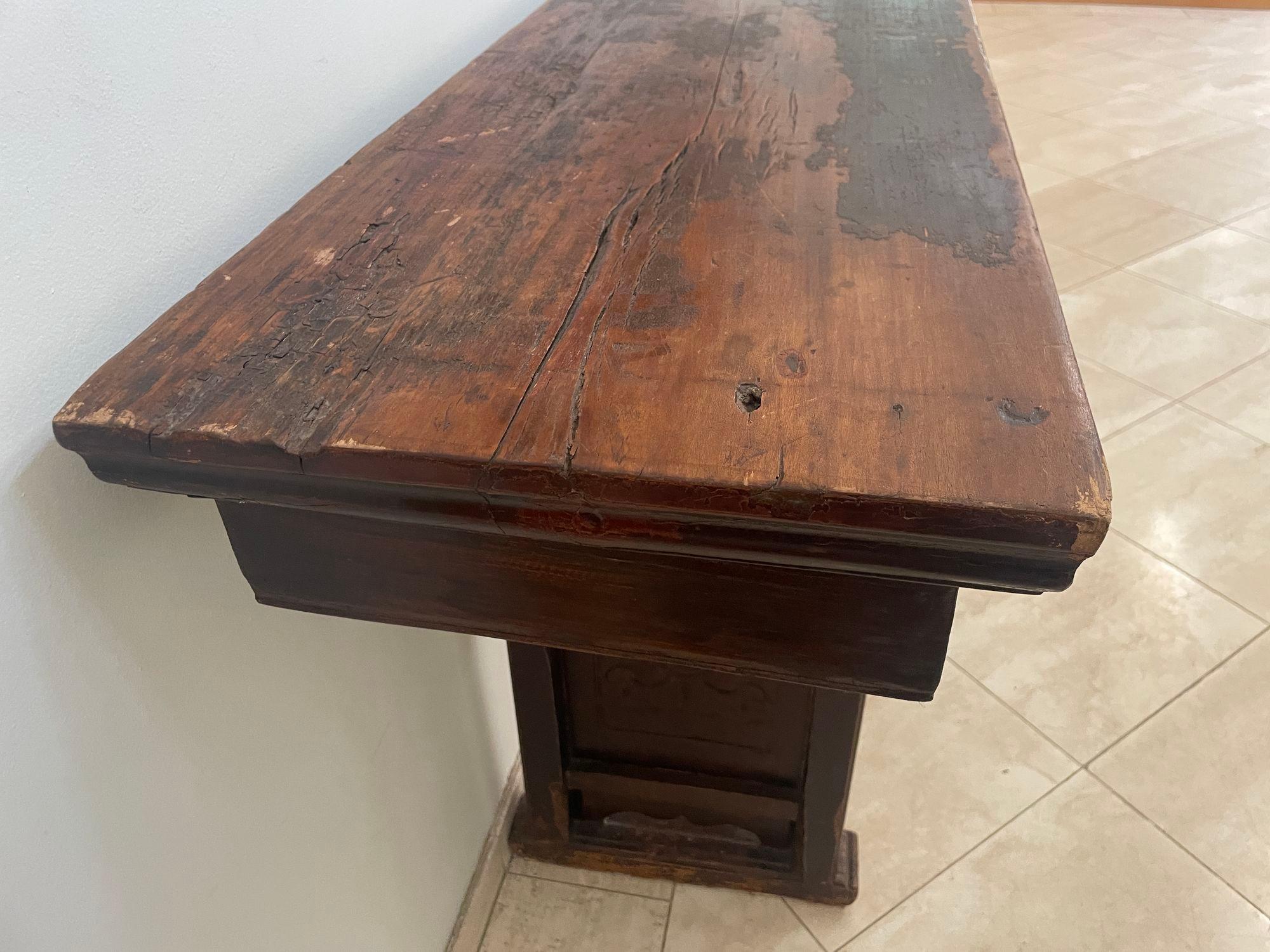 Chinese  Elm Altar Large Console Table For Sale 7