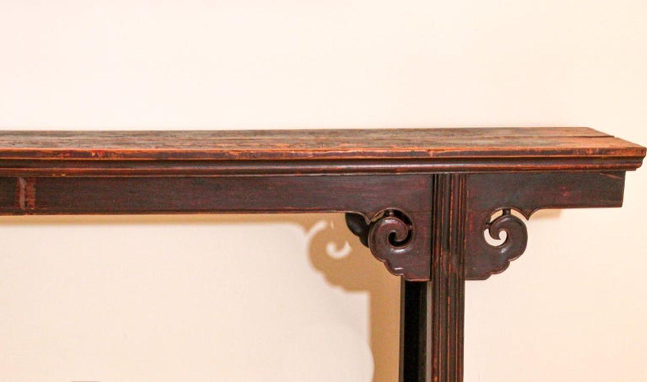 Ming Chinese  Elm Altar Large Console Table For Sale